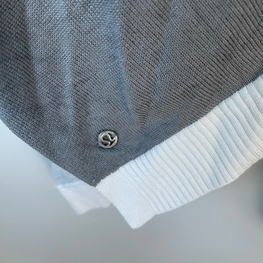 Lululemon | Hatha Wrap One Size Blue Gray White Geometric Open Front Lounge